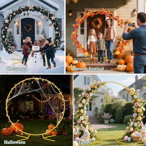 WellSign Arch Backdrop Stand for Parties, 7.2FT Metal Circle Balloon Arch Stand Kit, Gold Round Wedding Arch Frame for Wedding Birthday Party Bridal Shower Anniversary Ceremony Decoration - Image 5