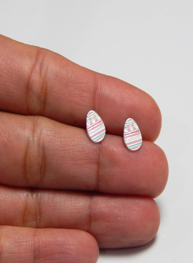 آيسروز أقراط بيض عيد الفصح من الفضة الإسترليني عيار 925 من ICYROSE بألوان الباستيل (مضادة للحساسية وخالية من النيكل) 9671 (منقطة) - Image 5