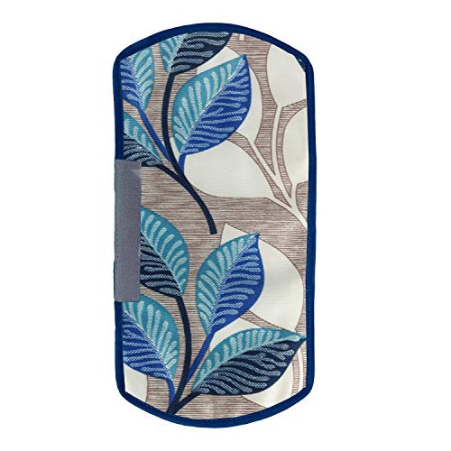 E-Retailer® Polyester 3-Layered Fridge Handle Cover For Refrigerator and Microwave oven (Color-Blue Leaf, Size -12x6 Inch) - Image 1