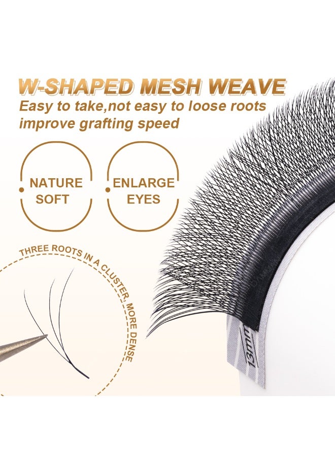 D'AMMA'N Damman 3D W Shape Eyelash Extensions 0.05mm B C D Curl 8-14mm Individual Length 8-15mm Mix Volume Lashes Professional Salon Use - Image 2