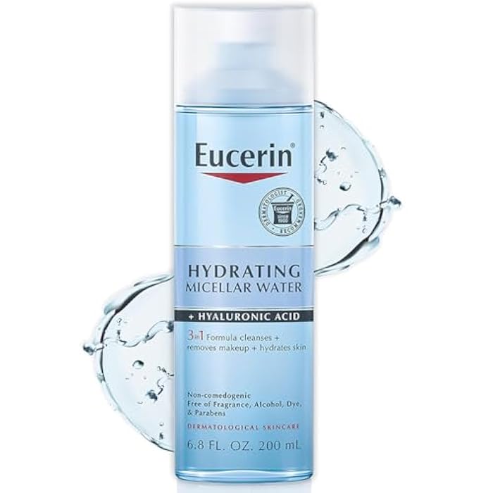 Eucerin Hydrating 3-in-1 Micellar Water, Formulated with Hyaluronic Acid, 6.8 Fl Oz Bottle - Image 1