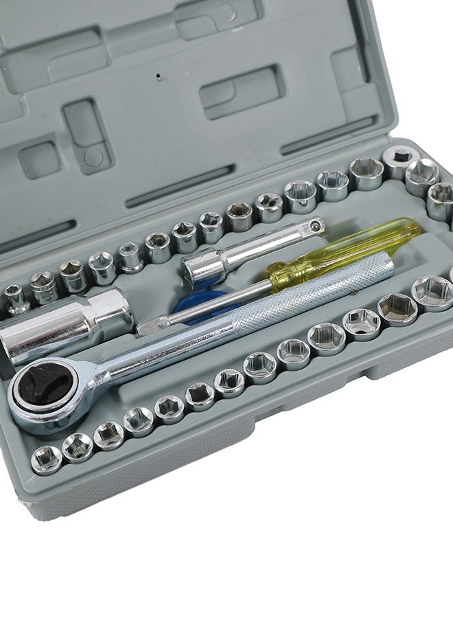 LAWAZIM 40-Piece Combination Socket Wrench Set - Heavy Duty, Rust-Resistant Kit with Hex Sockets, Ratchet Handle, Screwdriver, Extension Bar, and Case, Ideal for Auto Repair and Home Maintenance - Image 2