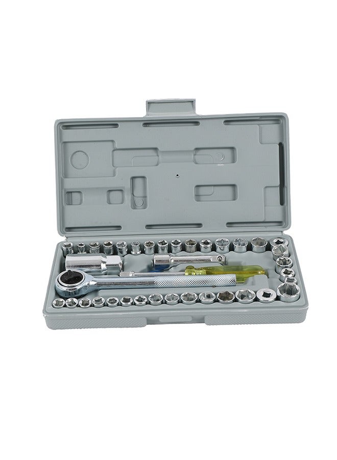 LAWAZIM 40-Piece Combination Socket Wrench Set - Heavy Duty, Rust-Resistant Kit with Hex Sockets, Ratchet Handle, Screwdriver, Extension Bar, and Case, Ideal for Auto Repair and Home Maintenance - Image 3