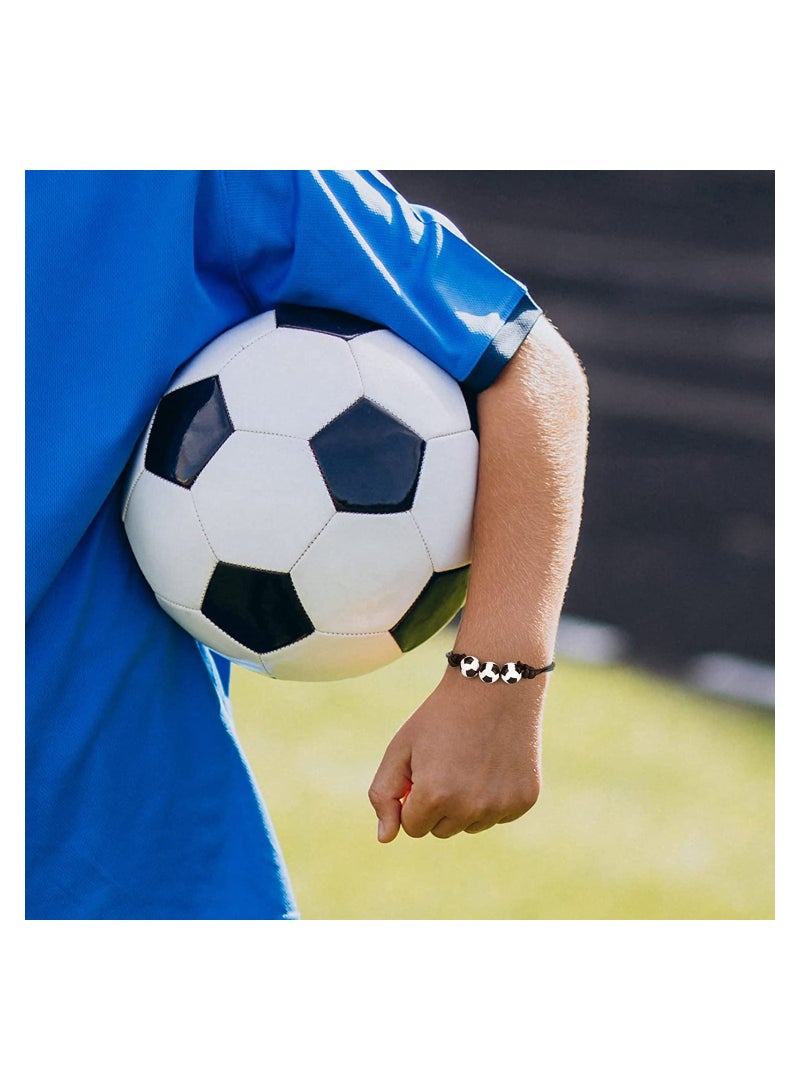 KASTWAVE SYOSI Soccer Charm Bracelets, Sports Party Favors Black Red White Brown Wristbands with Soccer Beads, Adjustable Inspirational Ball Bracelet for Teens, 20 Pcs - Image 5