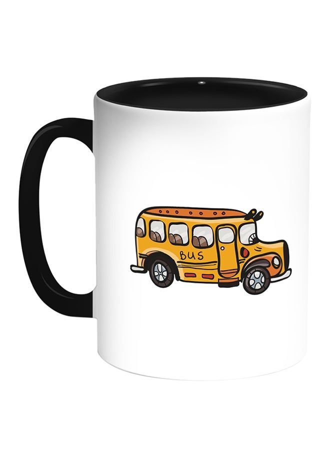 RKN School Bus Printed Coffee Mug White Black - Image 2