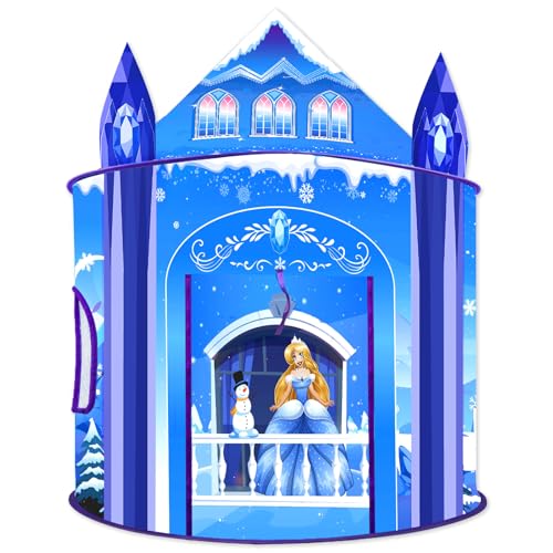 WillingHeart Princess Play Tent for Girls Ice Castle Imaginative Fairy Tale Pretend Game Playhouse Indoor Outdoor Pop Up Kids Tent Toy Gift for Children Toddlers Festival Birthday Party - Image 1