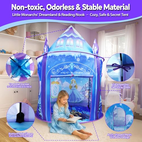 WillingHeart Princess Play Tent for Girls Ice Castle Imaginative Fairy Tale Pretend Game Playhouse Indoor Outdoor Pop Up Kids Tent Toy Gift for Children Toddlers Festival Birthday Party - Image 5