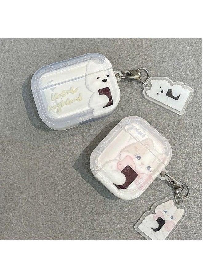 Generic - For Apple Wireless Bluetooth 1/2/3/4 Generation Protective Cover Pro Cat Dog Earphone Case-Colour:Dog Case + Pendant-Applicable Model:Airpods Pro2 - Image 1