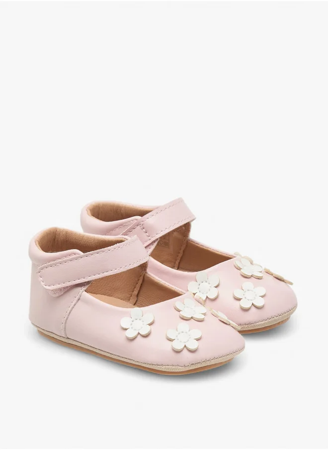 Barefeet Floral Accent Booties with Hook and Loop Closure