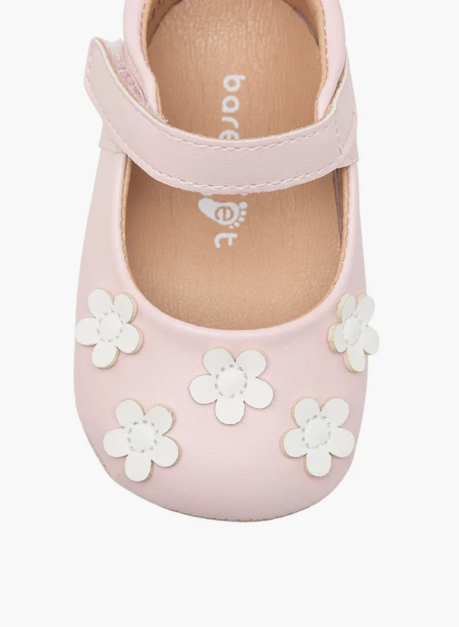 Barefeet Floral Accent Booties with Hook and Loop Closure