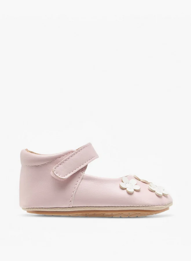 Barefeet Floral Accent Booties with Hook and Loop Closure