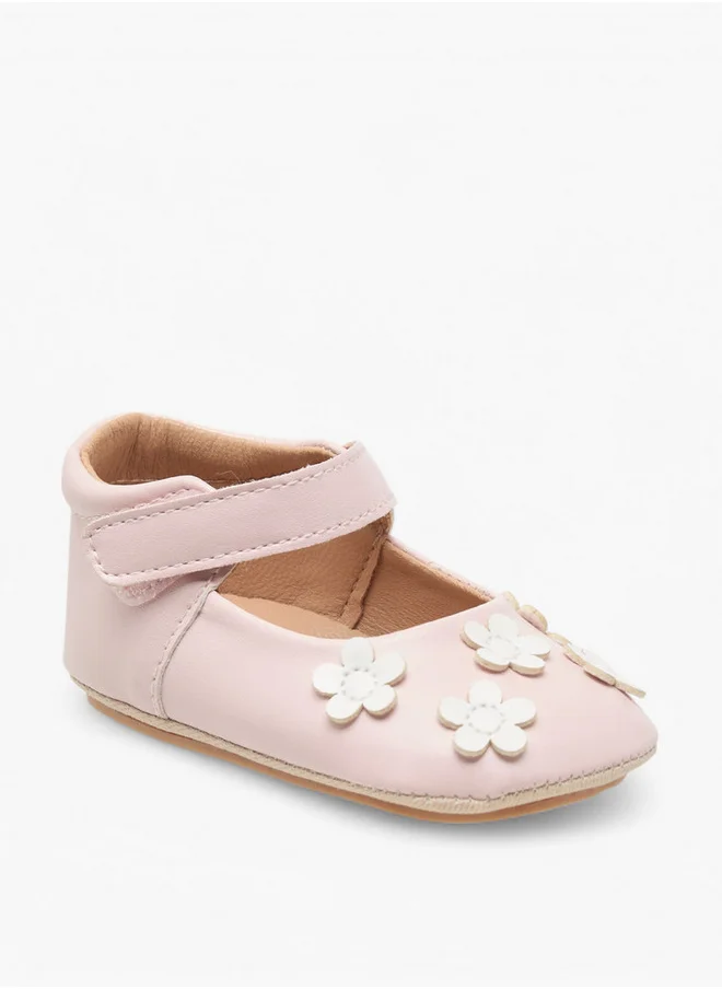 Barefeet Floral Accent Booties with Hook and Loop Closure