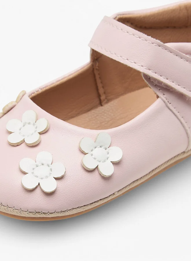 Barefeet Floral Accent Booties with Hook and Loop Closure