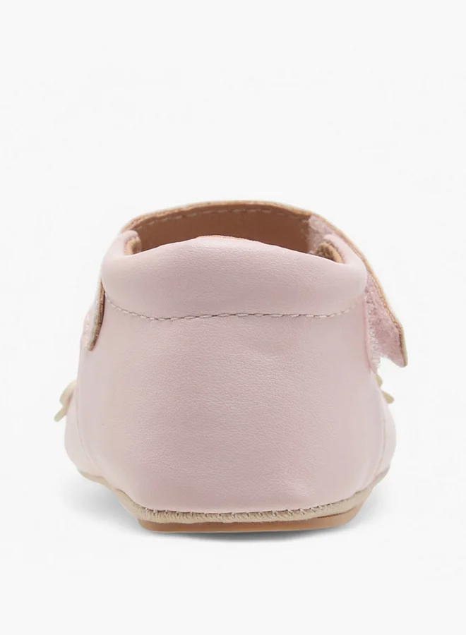 Barefeet Floral Accent Booties with Hook and Loop Closure