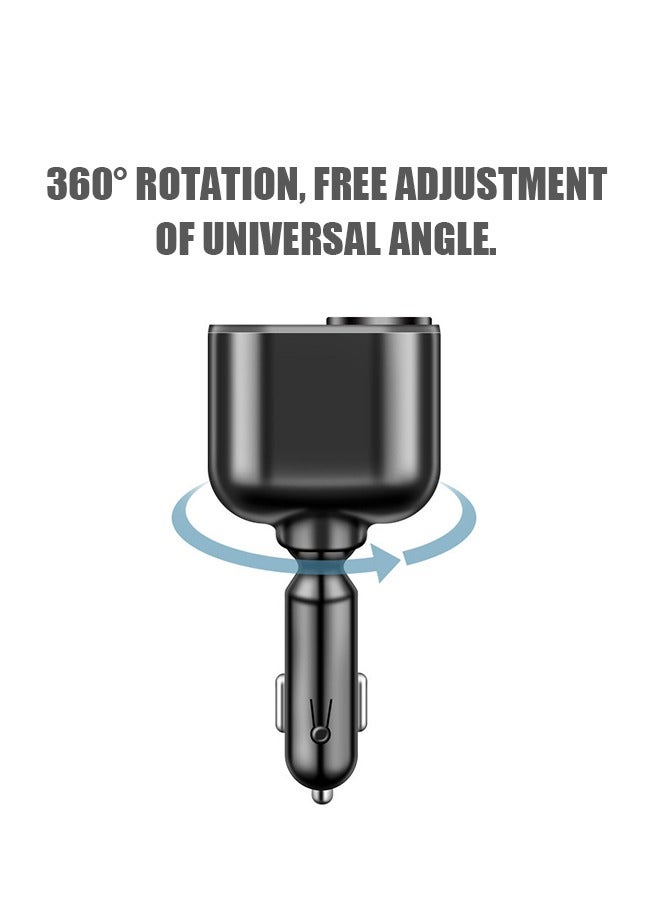 30W 4in1 Car Quick Charger, QC3.0+2.4A Fast Charging Adapter with Voltage Display and Cigarette Lighter, for Multiple Models of Electric Device (Black) - Image 4