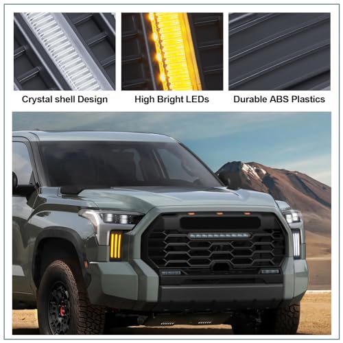TBHOO LED Daytime Running Lights For 2022 2023 2024 2025 toyota Tundra Fog Lights CrewMax SR SR5 Limited DRL Assemblies Replacement black lens (DRL1) - Image 3