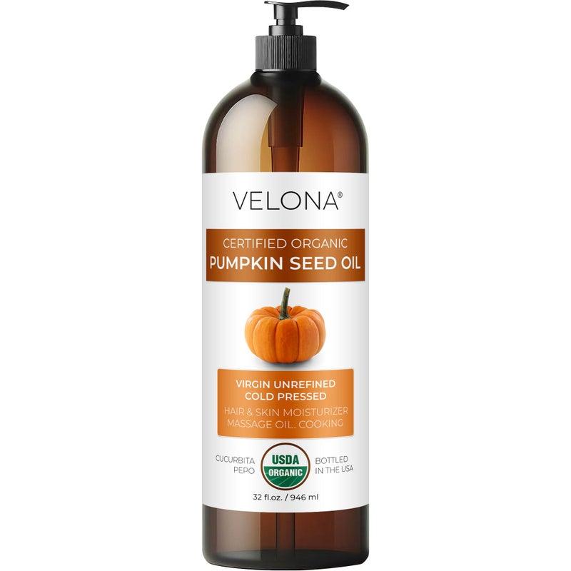 velona Pumpkin Seed Oil USDA Certified Organic - 32 fl oz | 100% Pure and Natural Carrier Oil | Unrefined, Cold Pressed | Cooking, Face, Hair, Body & Skin Care | Use Today - Enjoy Result - Image 2