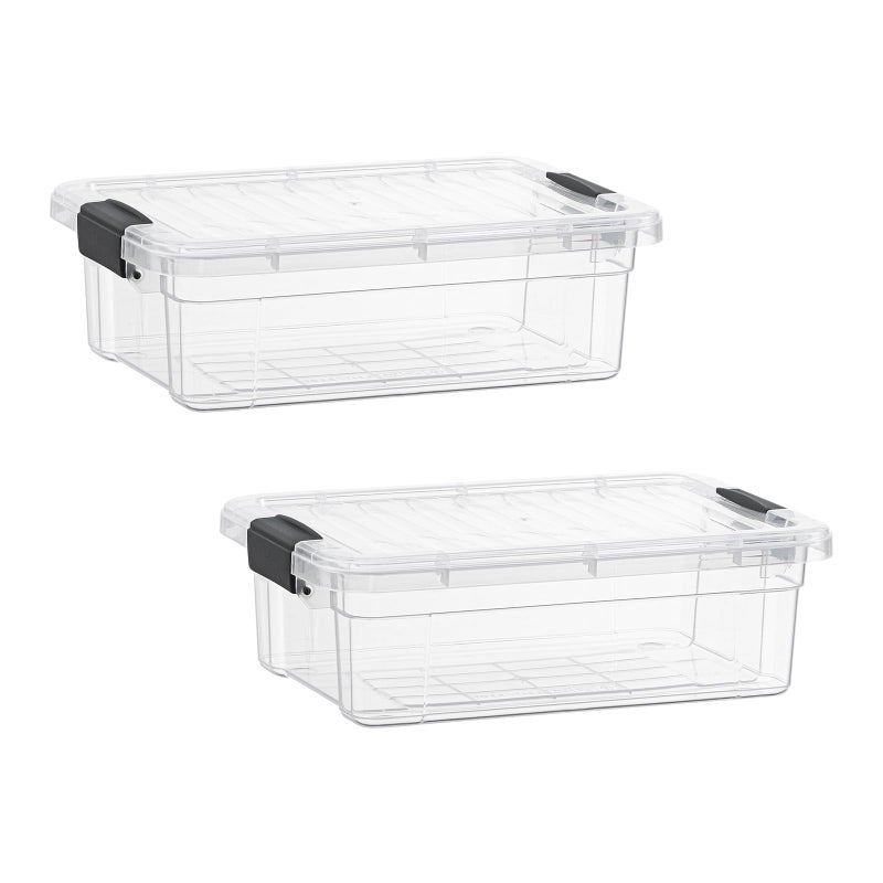 Superio Clear Storage Boxes with Lids, 4.5 Quart Plastic Container Bins for Organizing, Stackable Crates, BPA Free, Non Toxic, Odor Free, Organizers for Home, Office, School, and Dorm, 2 Pack - Image 1