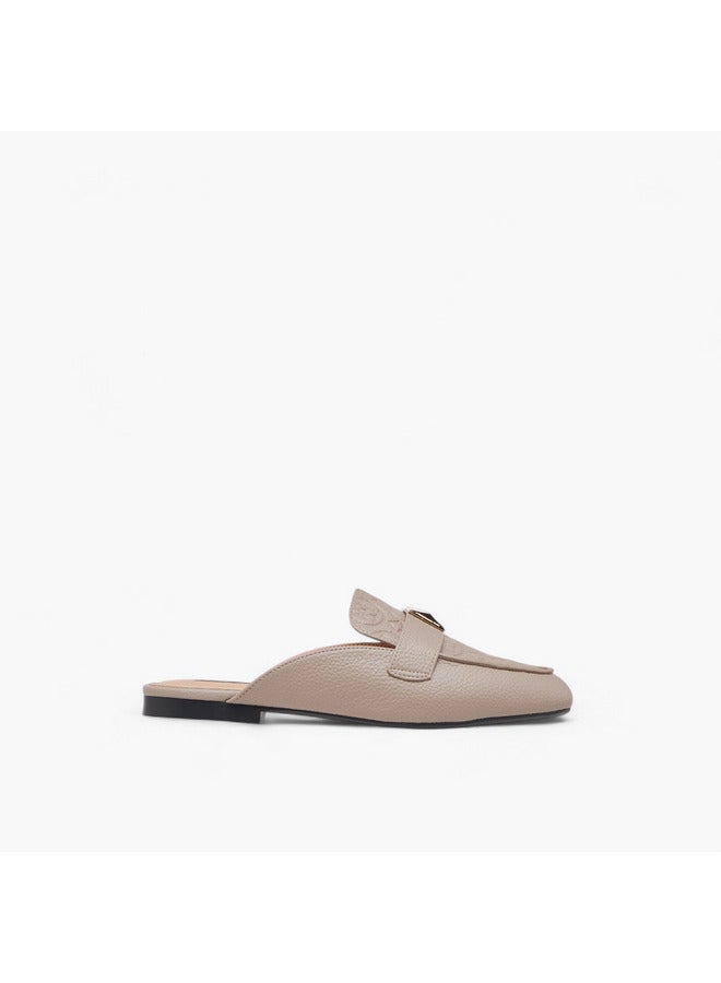 ELLE Women's Embossed Slip-On Mules with Metal Accent - Image 1