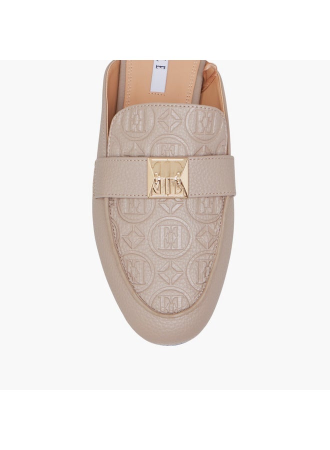 ELLE Women's Embossed Slip-On Mules with Metal Accent - Image 4