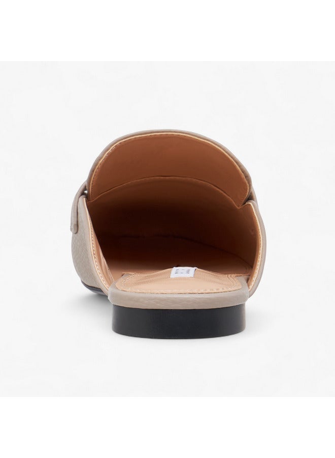 ELLE Women's Embossed Slip-On Mules with Metal Accent - Image 5