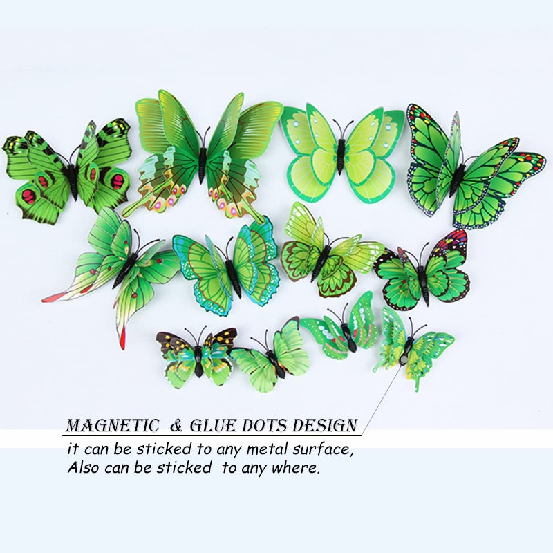 OPSEAM Butterfly Wall Decor 24/48 PCS, 3D Butterflies Stickers for Party Decorations with Magnets (Green, 24) - Image 2