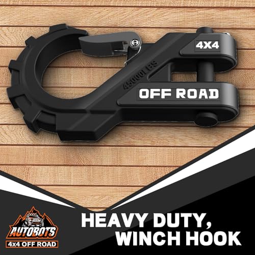 AUTOBOTS 3/8" Winch Hook Max 45,000 Lbs, Heavy Duty ATV Winch Hook with Safety Latch for ATV UTV SUV Trailers，Tow Winch Accessories for Synthetic Rope Winch Cable Black - Image 2