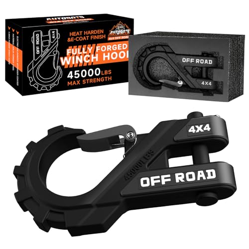 AUTOBOTS 3/8" Winch Hook Max 45,000 Lbs, Heavy Duty ATV Winch Hook with Safety Latch for ATV UTV SUV Trailers，Tow Winch Accessories for Synthetic Rope Winch Cable Black - Image 1