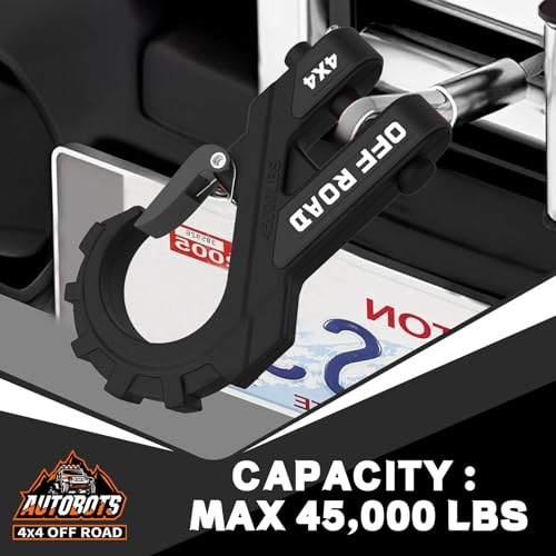 AUTOBOTS 3/8" Winch Hook Max 45,000 Lbs, Heavy Duty ATV Winch Hook with Safety Latch for ATV UTV SUV Trailers，Tow Winch Accessories for Synthetic Rope Winch Cable Black - Image 5