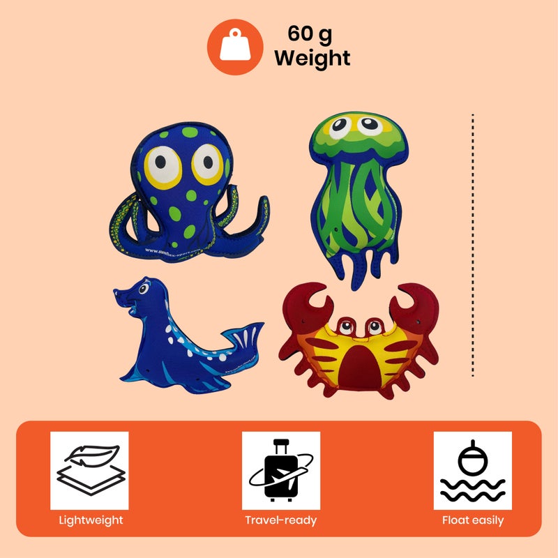 صنفليكس مجموعة ألعاب المياه العائمة صن فليكس سبلاش بابيز للأطفال | قنديل البحر السلطعون الفقمة الحبار للمسبح والشاطئ - Image 4