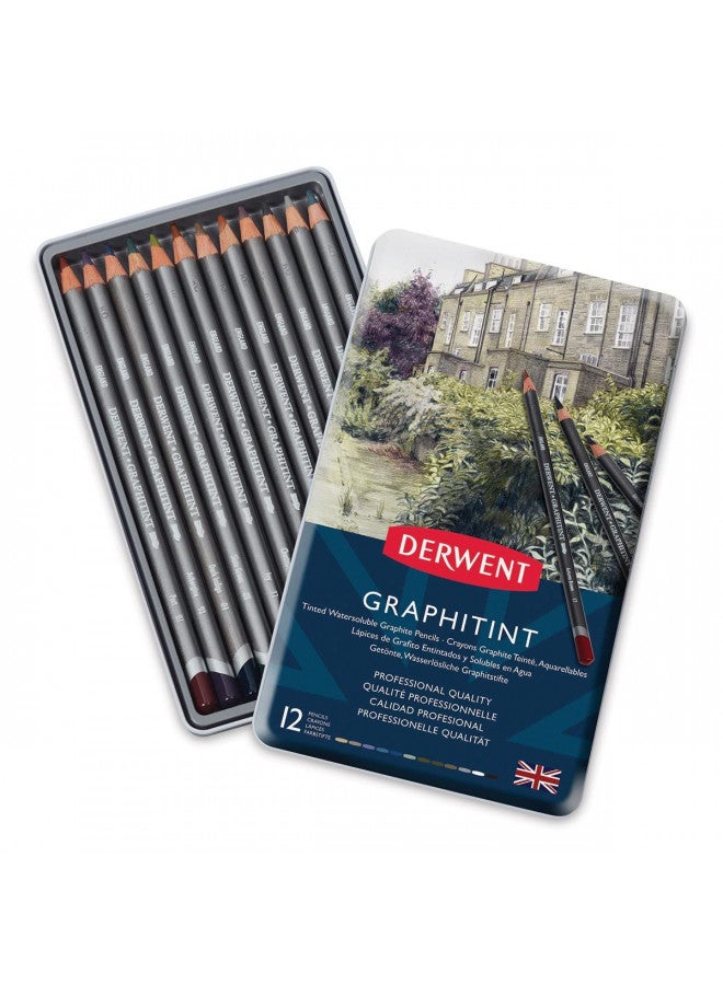 Derwent Graphitint Pencils, Metal Tin, 12 Count (0700802) - Image 1