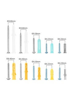 GNAFOTU Self Tapping Screws and Ribbed Anchors Assortment Screws Kit, 200PCs Screws and Wall Plugs Set Screws Assortment Plastic Self Drilling Drywall Anchors Set for Hollow Wall Hanging or Blinds  - Image 4