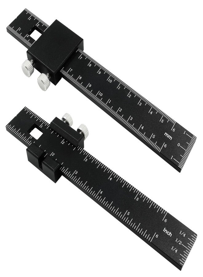 LifCratms Precision Pocket Ruler, 6 Inch Professional Woodworking Ruler Construction Ruler, T Track Marking Measuring Inch and Metric Ruler T-Type Scribing Ruler with Slide Stops - Image 5