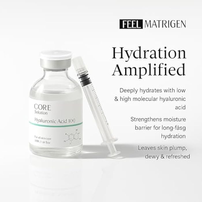 MATRIGEN FEEL MATRIGEN Hyaluronic Acid 100 Ampoule – Deep Hydration Serum for Dry, Dehydrated, or Sensitive Skin – 30mL + Needleless Syringe - Image 3