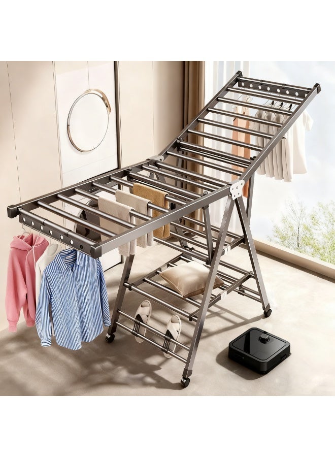 ZERIFAM Heavy Duty Clothes Drying Rack, Foldable Clothes Drying Rack, 3 Height Adjustable Clothes Dryer, 3 Layer Clothes Rack with 4 Shoe Holder, Windproof, Indoor Outdoor Use - Image 1