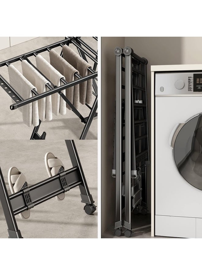 ZERIFAM Heavy Duty Clothes Drying Rack, Foldable Clothes Drying Rack, 3 Height Adjustable Clothes Dryer, 3 Layer Clothes Rack with 4 Shoe Holder, Windproof, Indoor Outdoor Use - Image 3