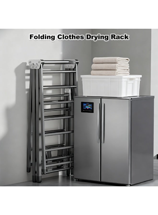 ZERIFAM Heavy Duty Clothes Drying Rack, Foldable Clothes Drying Rack, 3 Height Adjustable Clothes Dryer, 3 Layer Clothes Rack with 4 Shoe Holder, Windproof, Indoor Outdoor Use - Image 5