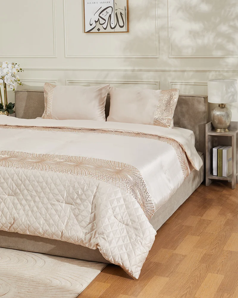 REDTAG Beige 4 Piece Luxury Comforter Set (240 x 220 cm)