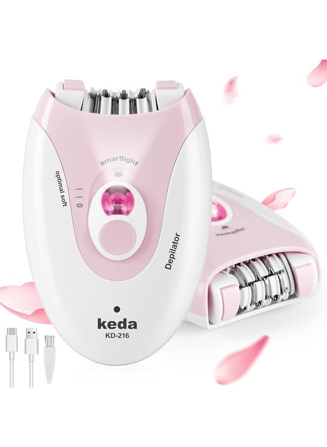Keda Epilators Hair Removal for Women, 2 Speed Hair Removal Device with LED Light, Rechargeable Trimmer for Epilator Bikini, Face, Arm, Legs, Armpits - Image 1