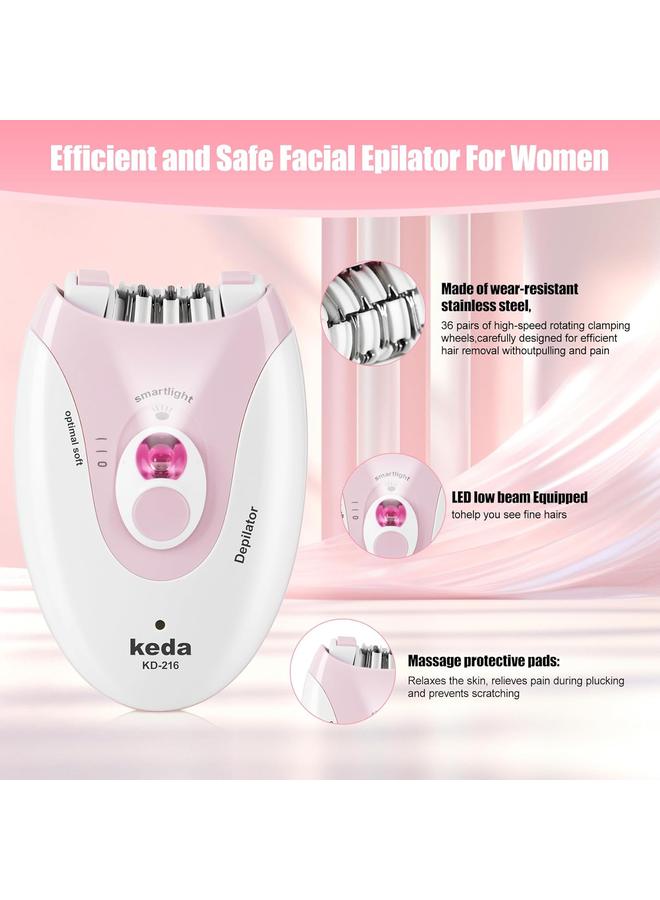 Keda Epilators Hair Removal for Women, 2 Speed Hair Removal Device with LED Light, Rechargeable Trimmer for Epilator Bikini, Face, Arm, Legs, Armpits - Image 5