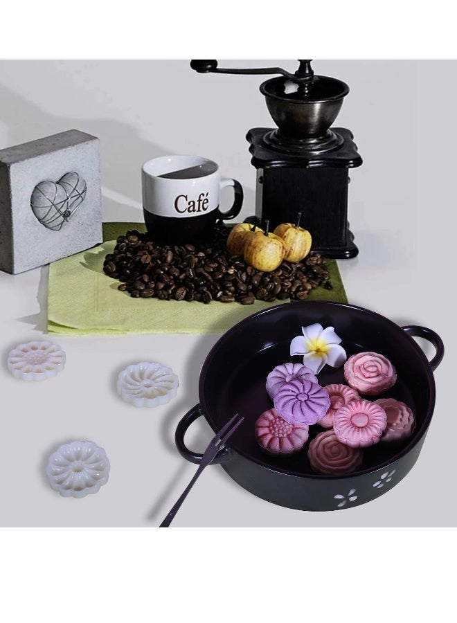 Flower Moon Cake Mold Hand Pressure Mould, Mid Autumn Festival DIY Hand Press Cookie Cutter Dessert Pastry Decoration Tool Moon cake Maker 6pcs (1.8 x 6.2 inch)