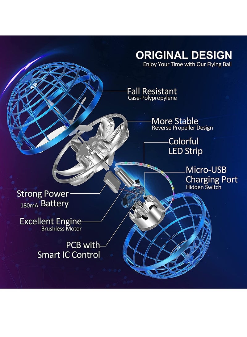 MAGIC VAULT Flying Orb Ball Toy, Hover Ball Boomerang Fly Fidget Spinner, Cool Toys Gifts for 6 7 8 9 10 11 12+ Years Old boy Girls Teens, Hand Mini Drone Cosmic Globe, Indoor Outdoor Toys(Blue) - Image 2