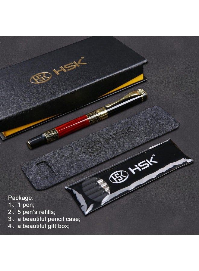 HSK Luxury Gift Pen Ballpoint Pens Black Refill,Classical Retro Style Pen,Best Ball Pen Gift Set For Men & Women Professional Executive,Office,Nice Pens Classy Gift Box (Red) - Image 4