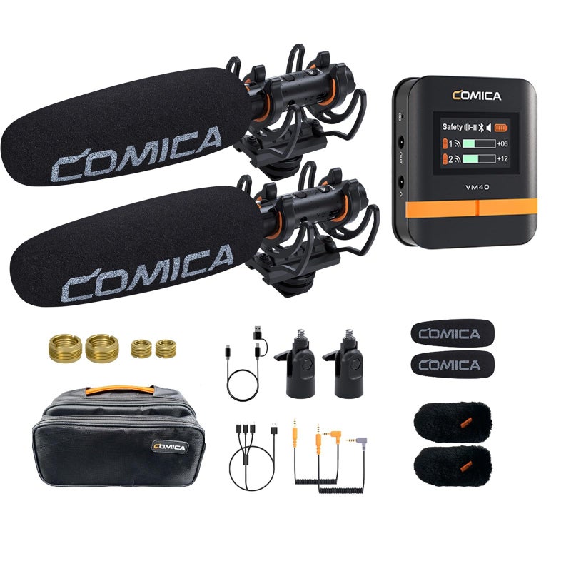 comica VM40 Combo Shotgun MicrophoneSuper Cardioid DualChannel Wireless Mic for CameraSmartphone and PC - Image 2