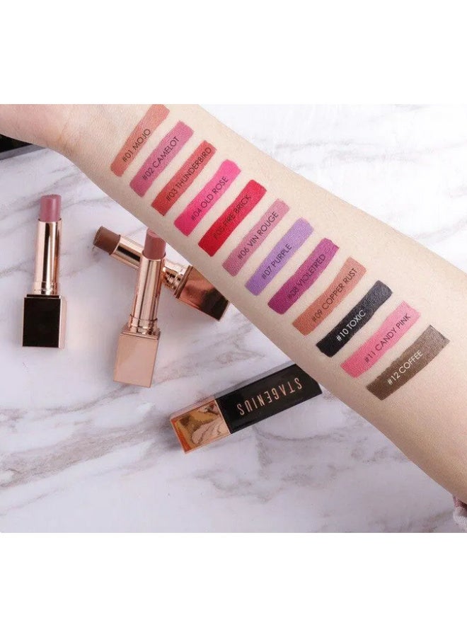 STAGENIUS Long Wear Matte Silky  Moisturizing  Lipstick #08 VIOLETRED - Image 4