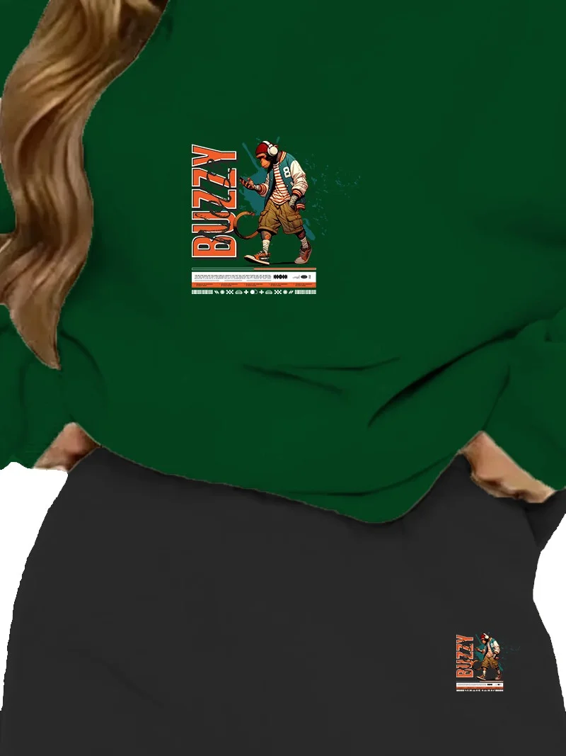 DogFish Tracksuit Oversize Buzzynoise Printed Tracksuit,lover,couple Combination Green