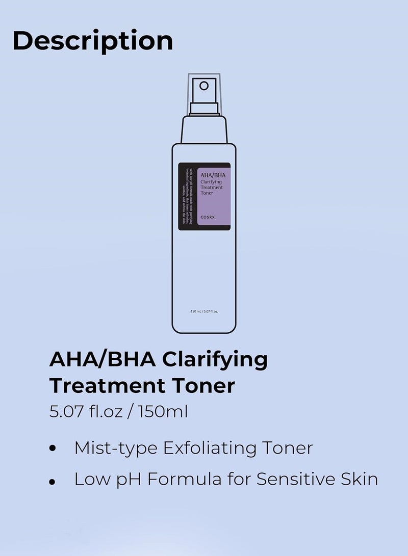 COSROS AHA/BHA Treatment Toner 5.07 fl.oz/ 150ml, Facial Exfoliating Spray for Whiteheads, Pores, & Uneven Skin, Korean Toner, Not Tested on Animals, No Parabens, No Sulfates, Korean Skin Care - Image 3
