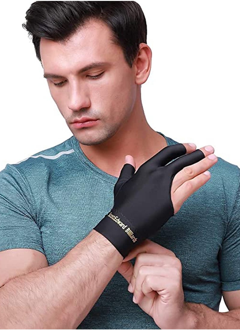 Scott Edward Billiard - High Quality Breathable 3 Finger Billiard Glove Snooker Glove Pool Glove For Professional Table Player Control Your Cue And Play Your Stroke With Full Control And Class - Image 1