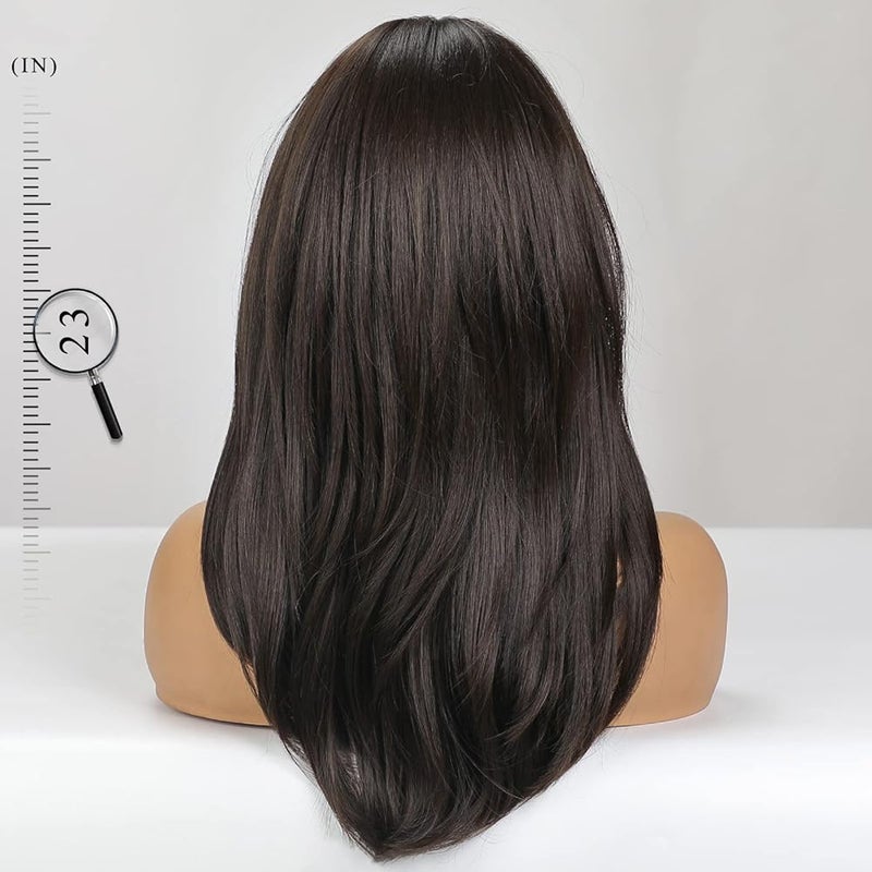 اي سي اي اف باروكات شعر صناعي طويلة بنية اللون من ECIF للنساء - Image 5