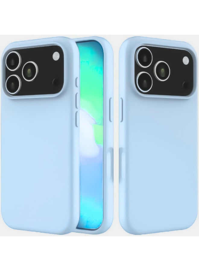 Compatible with iPhone 17 Pro Case Slim Liquid Silicone 4 Layers Soft Gel Rubber Shockproof Protective Phone Case with Anti Scratch Microfiber Lining (Light blue)